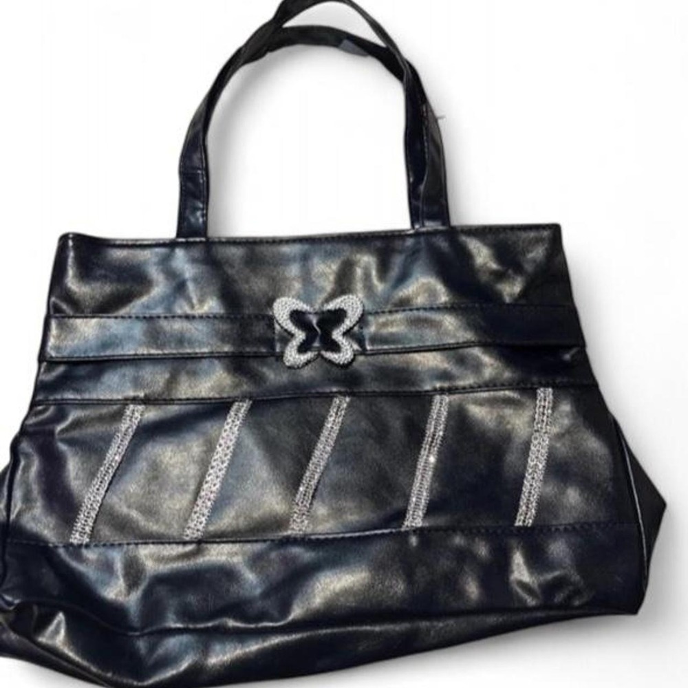 Chao's Fashion Y2K Black Rhinestone Butterfly Tote Bag NWT Vintage McBling Purse